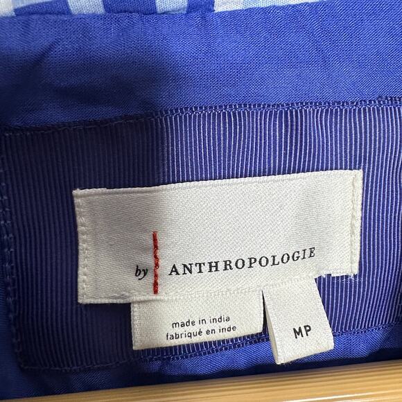 ANTHROPOLOGIE Tommie Dress Zip Front Smock Blue Gingham Sz M Petite $170 {3U50} - Picture 4 of 5
